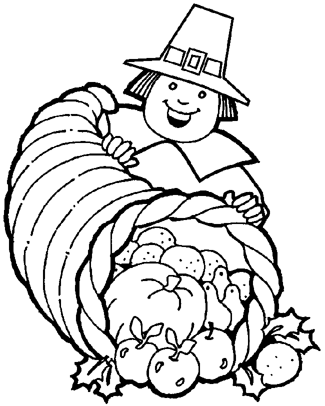 Pilgrim At First Thanksgiving Coloring Page