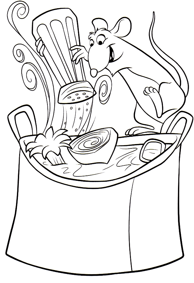 Remy Cooking Coloring Page