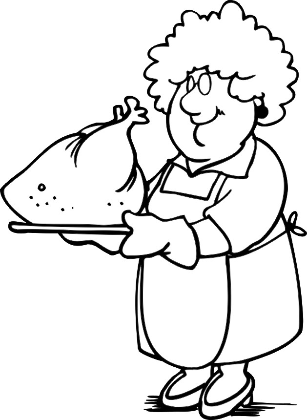 Serving Thanksgiving Turkey Coloring Page