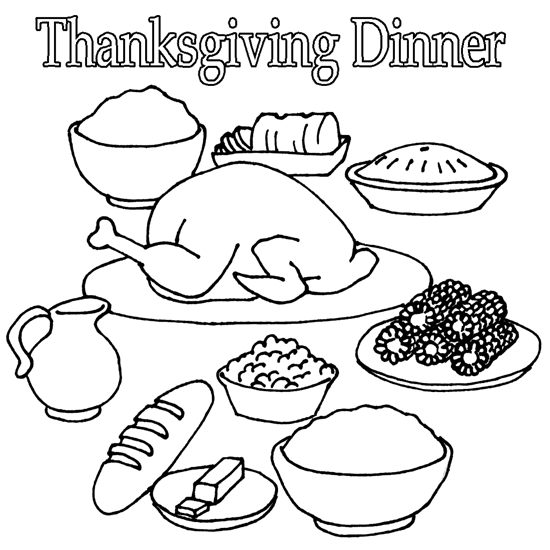 Thanksgiving Dinner Coloring Page