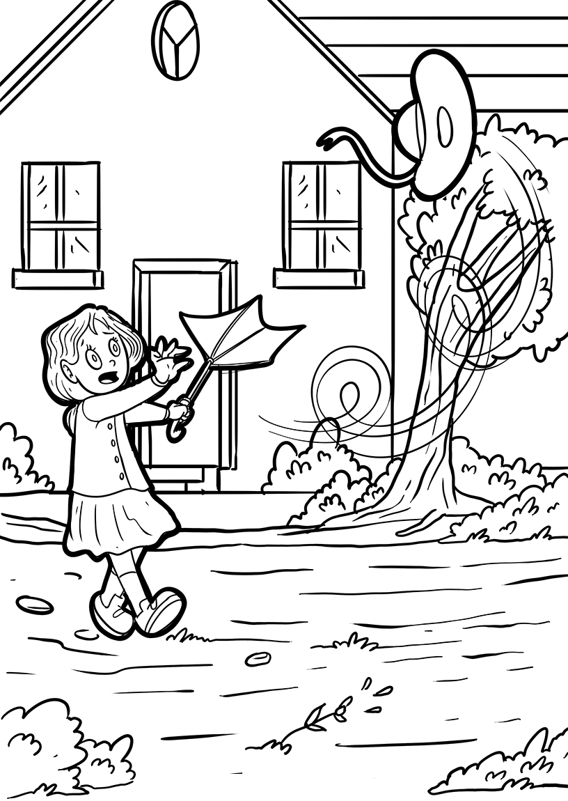 windy day coloring page