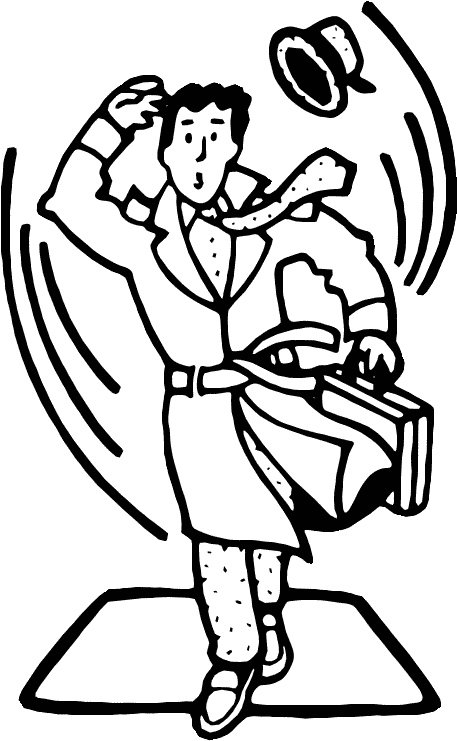 Wind Blowing Mans Hat Coloring Page