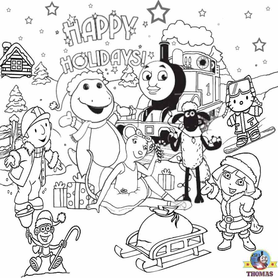 Dinosaur Holiday Characters Coloring Page