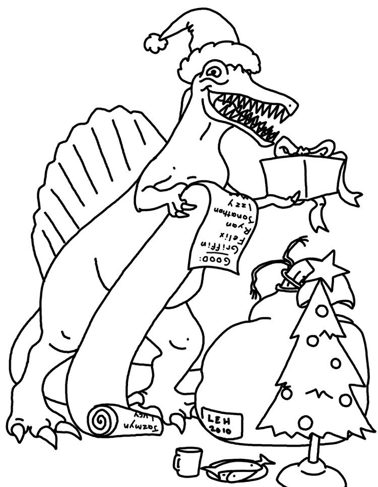 Dinosaur Christmas Coloring Pages Best Coloring Pages For Kids
