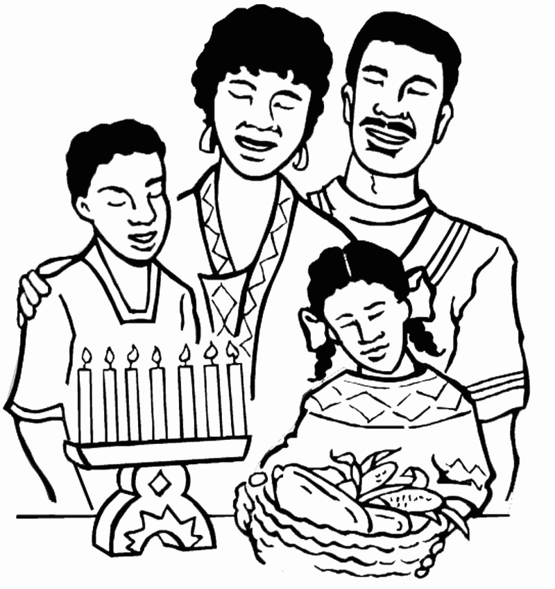 Family At Kwanzaa Coloring Page