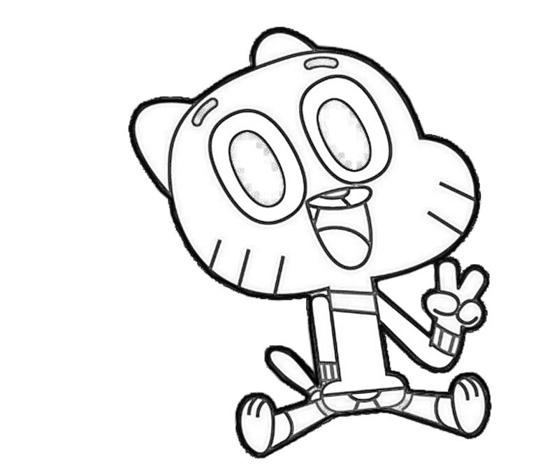 Gumball Peace Signcoloring Pages