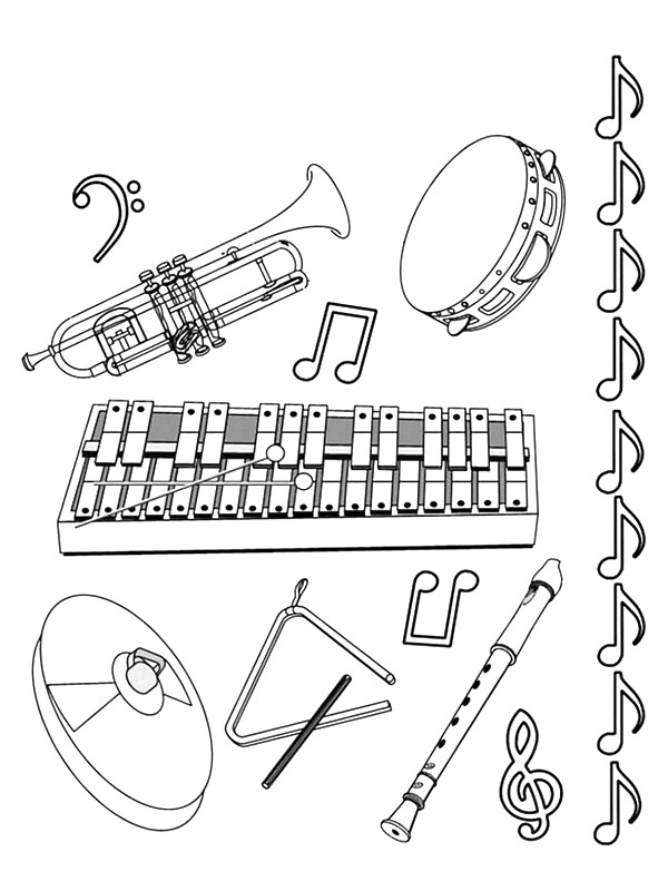 Musical Instruments Coloring Page