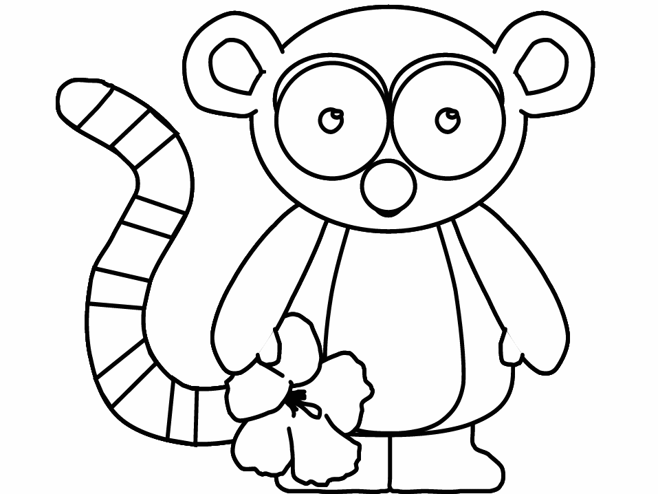 Cute Cartoon Lemur Coloring Page