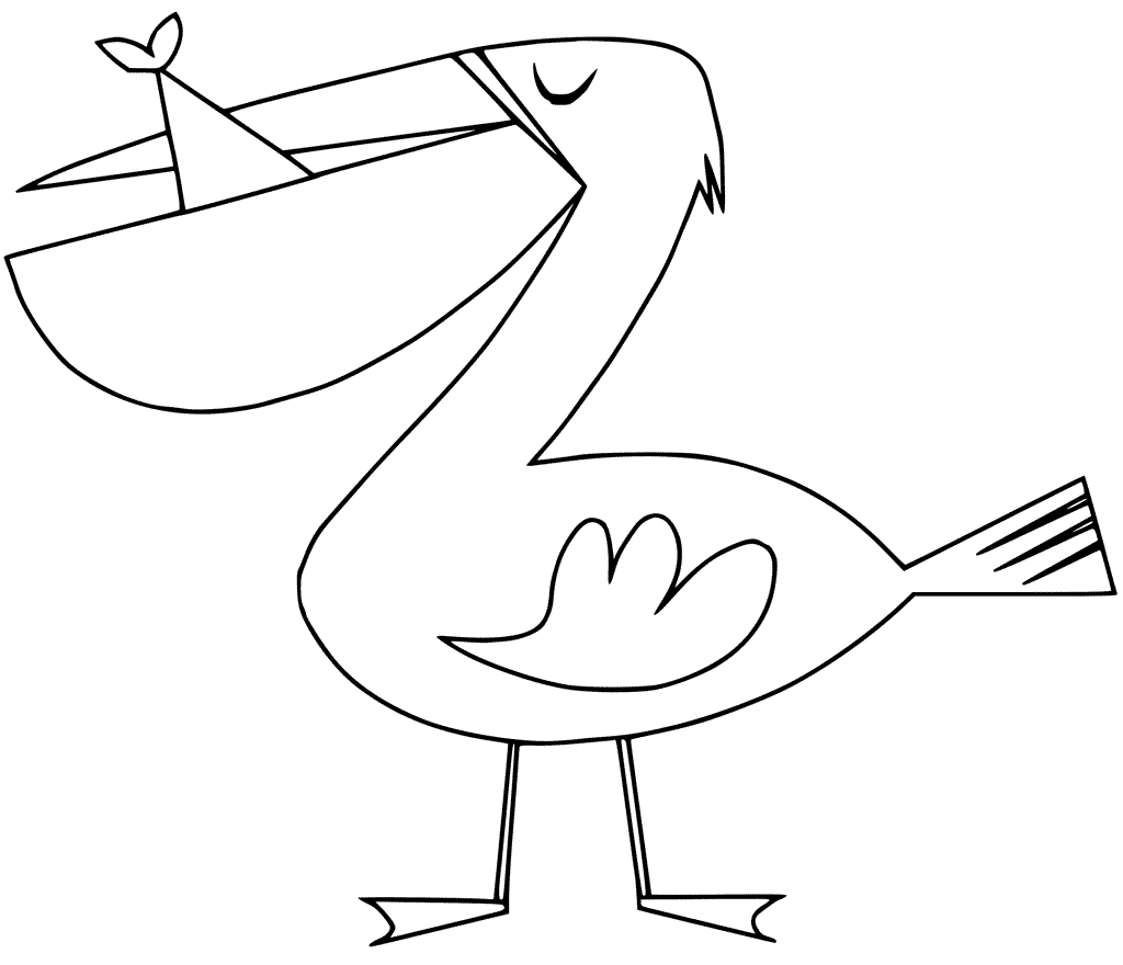 Cartoon Pelican Coloring Page