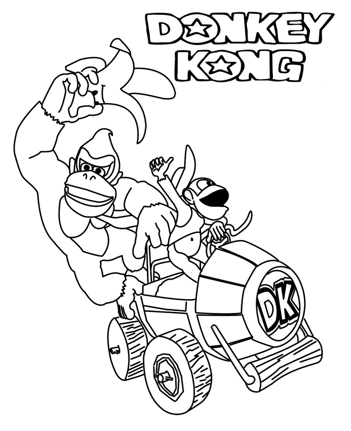 Donkey Kong Driving Coloring Pages