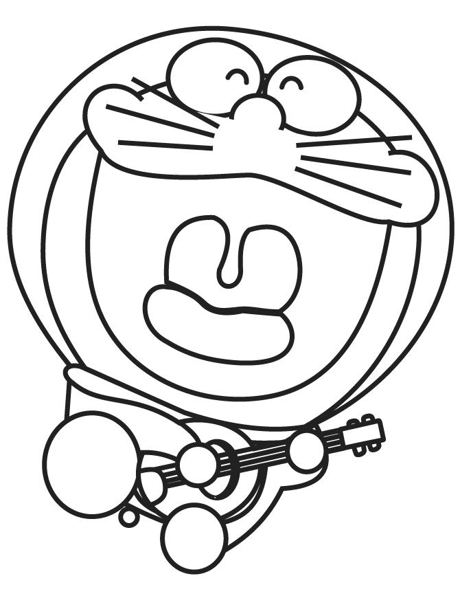 Doraemon Ukelele Coloring Page
