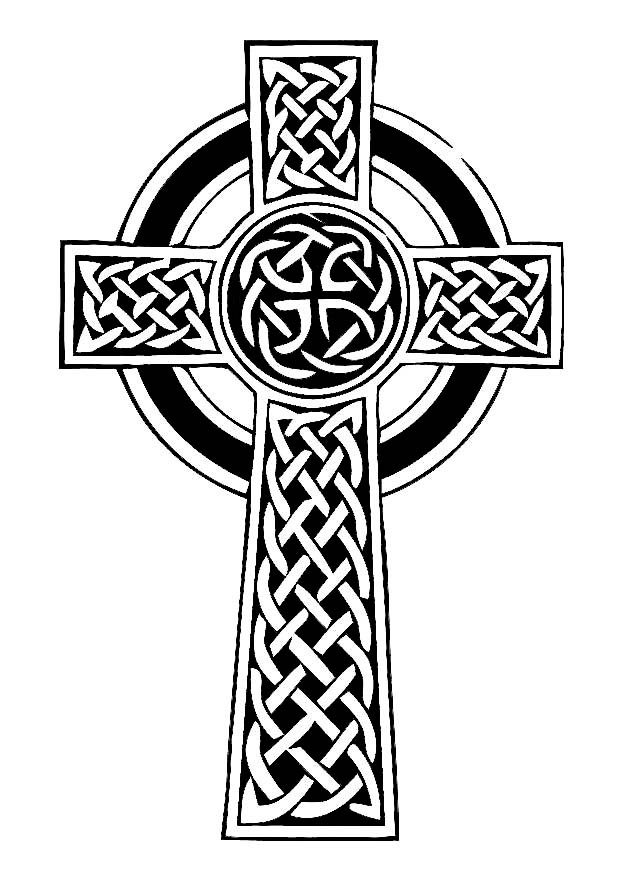 Irish Celtic Cross Coloring Page