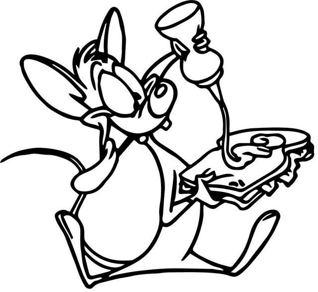 Pinky Eating A Sandwich Coloring Page