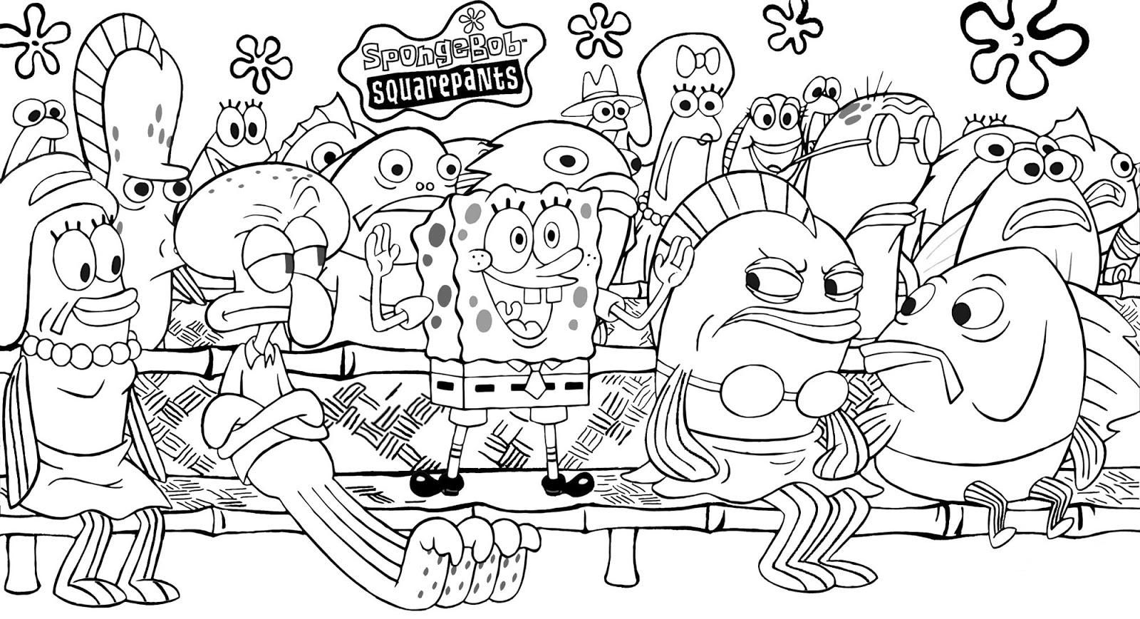 spongebob squarepants coloring pages in grayscale