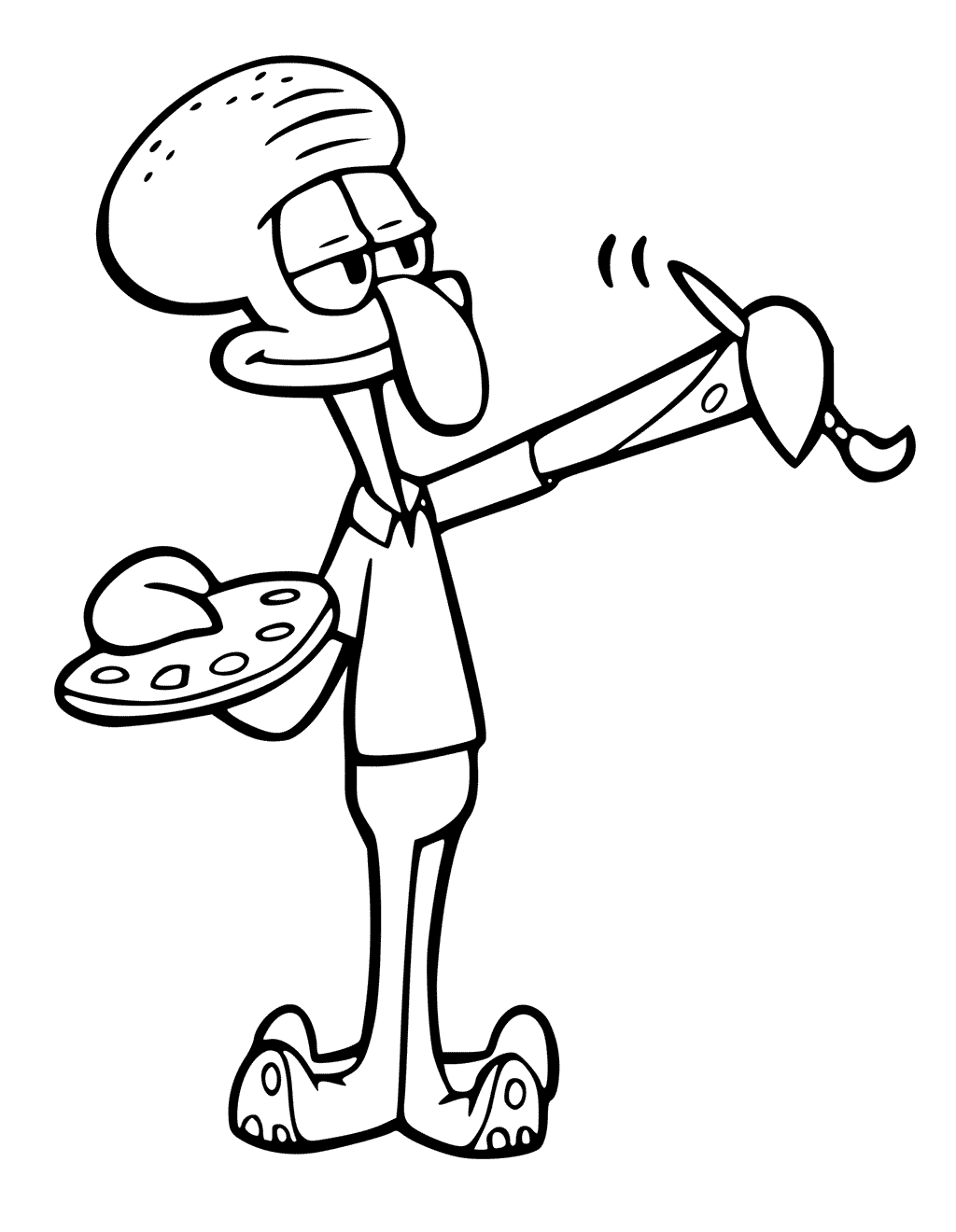 Squidward Painting Coloring Pages