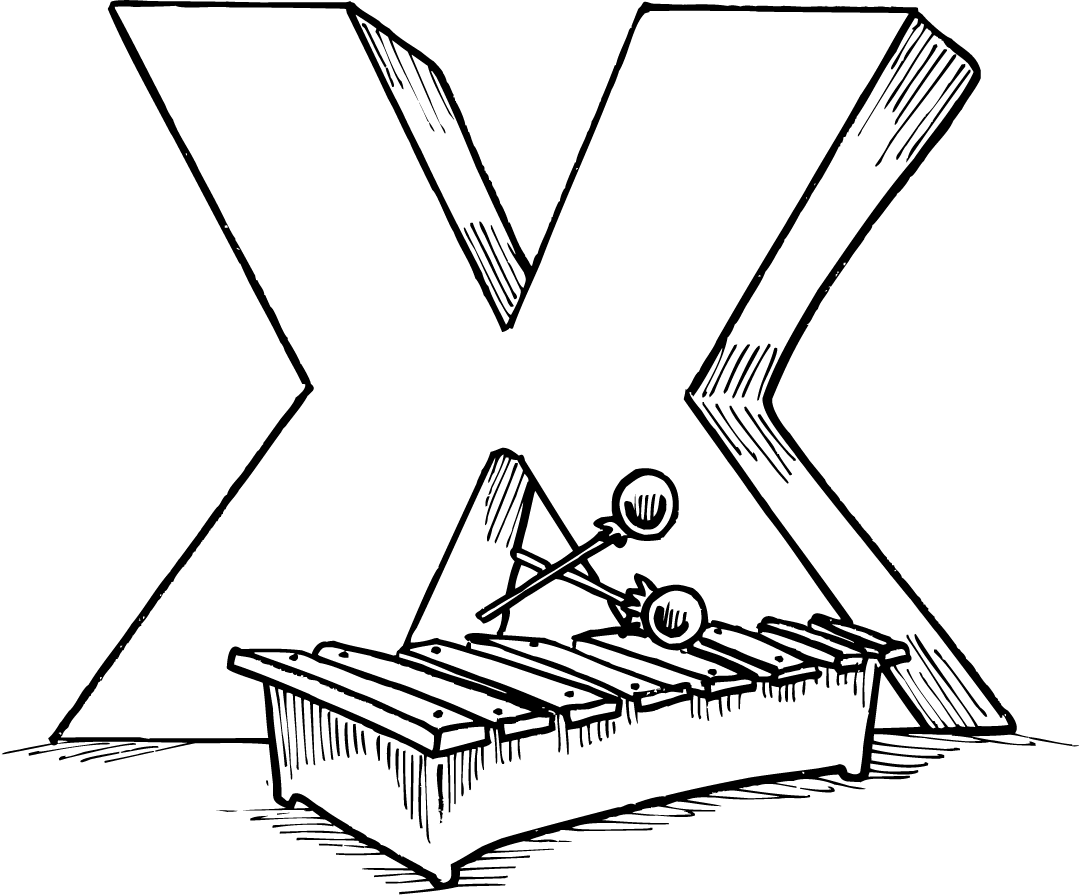 X For Xylophone Coloring Page