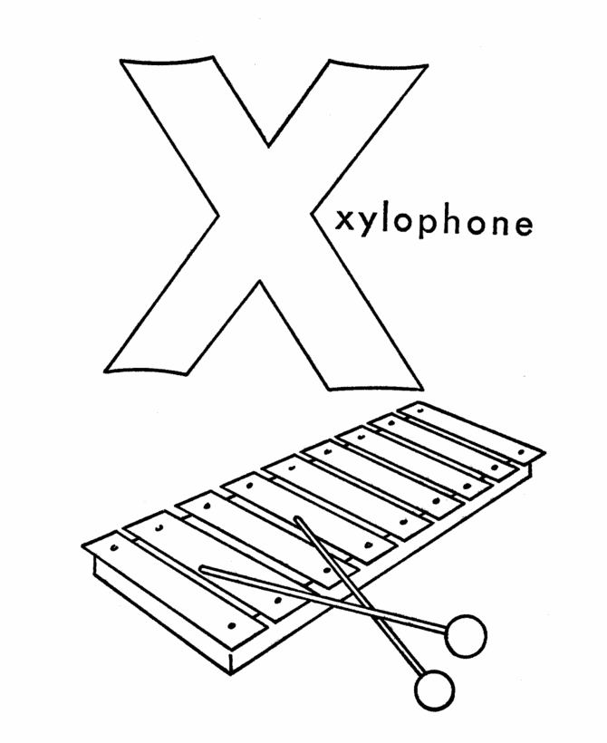 X For Xylophone Coloring Pages