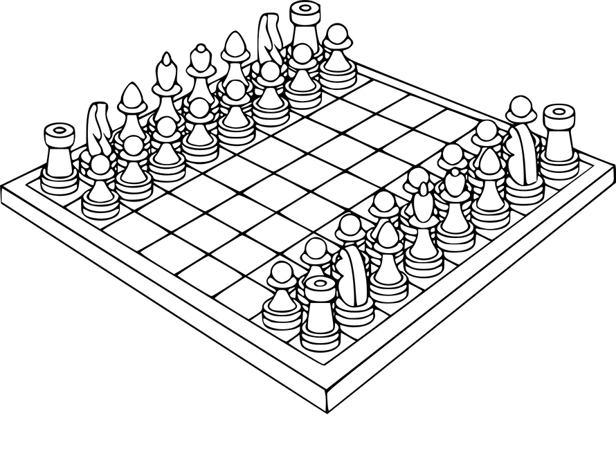 Chess Board Coloring Page