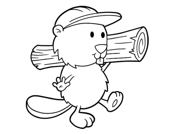Cute Busy Beaver Coloring Page