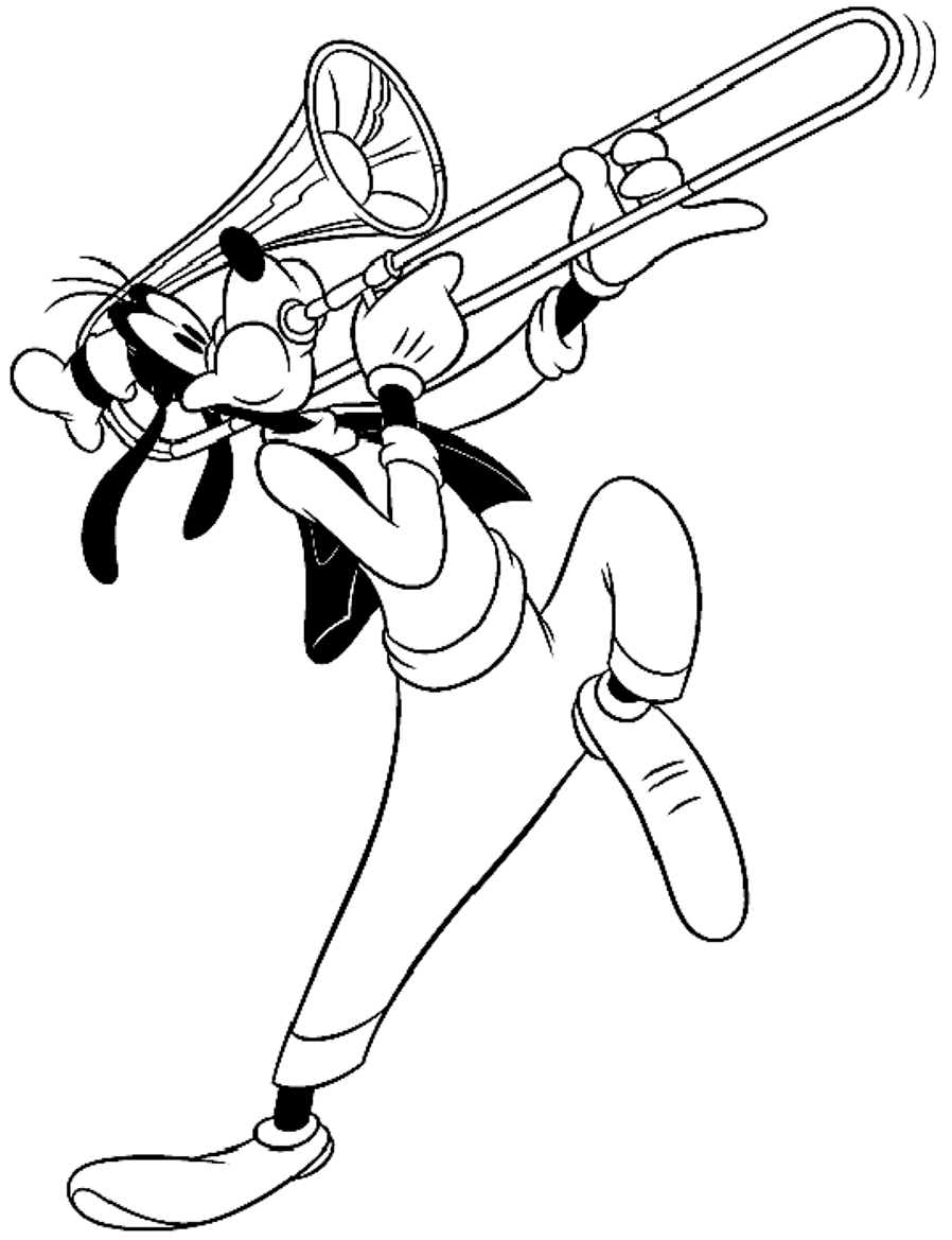 Goofy Playing Trombone Coloring Page