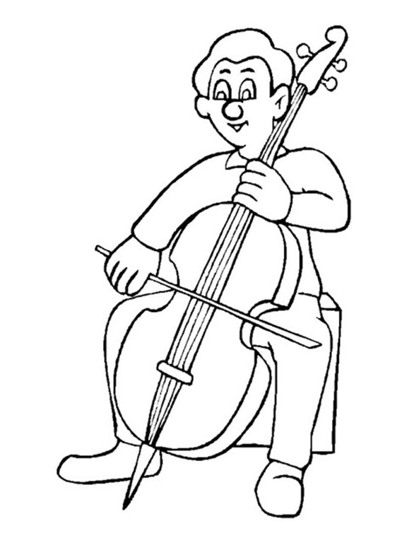 Man Playing Cello Coloring