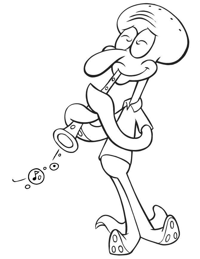 Squidward Clarinet Coloring Pages