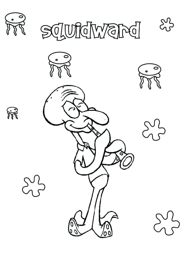Squidward Playing Clarinet Coloring Page