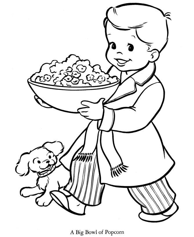 A Big Bowl Of Popcorn Coloring Page