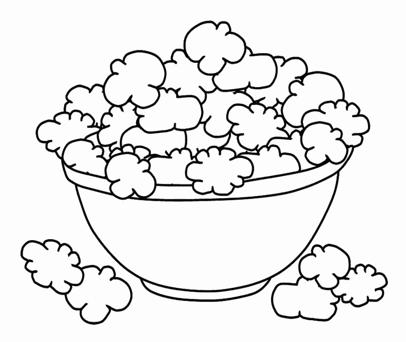 Bowl Of Popcorn Coloring Page