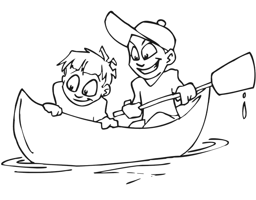 Boys Rowing Coloring Pages