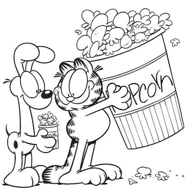 Garfield Huge Popcorn Coloring Page