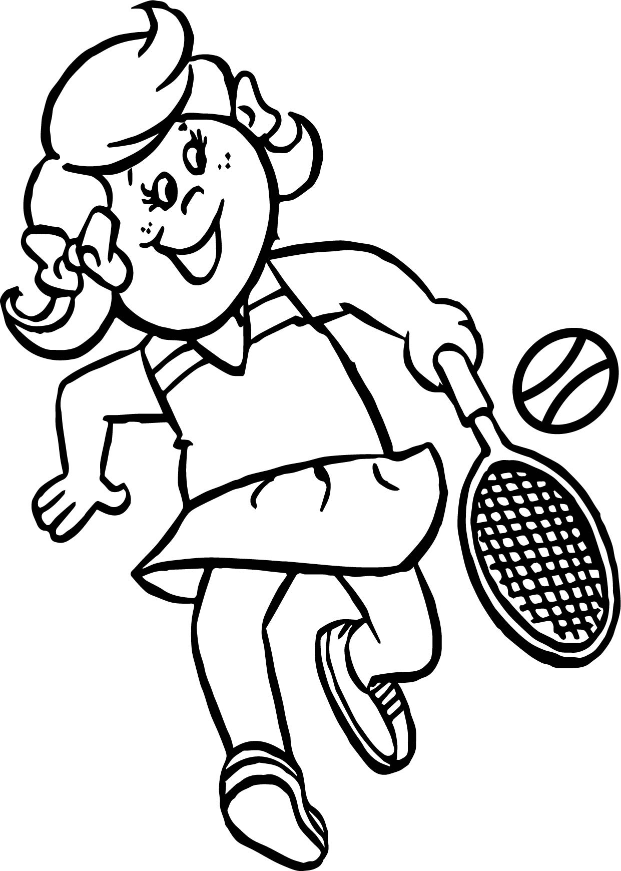 Girl Playing Tennis Coloring Page