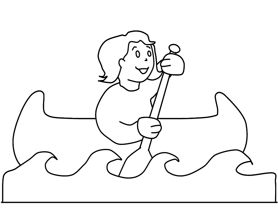 Girl Rowing Coloring Page