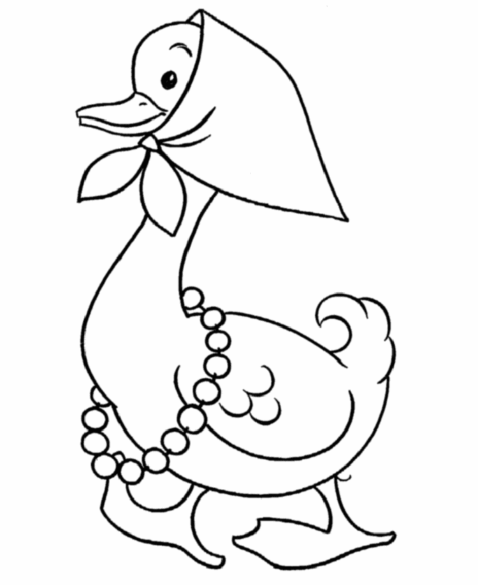 Goose With Kerchief And Pearls Coloring Page