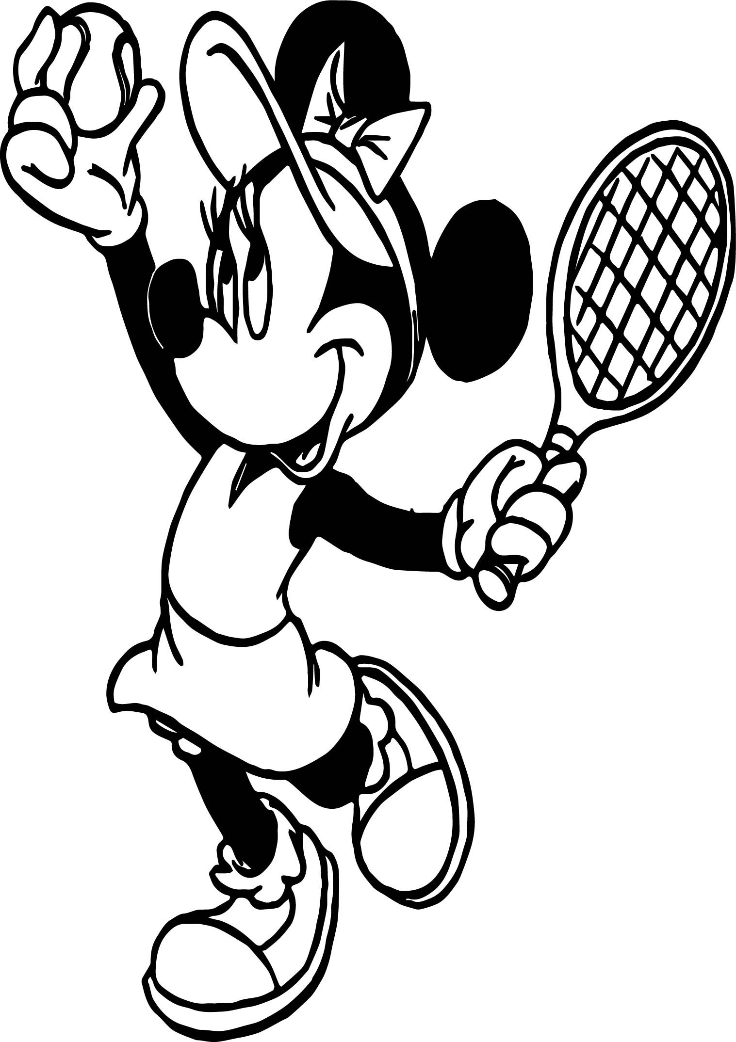 Minnie Mouse Playing Tennis Coloring Page