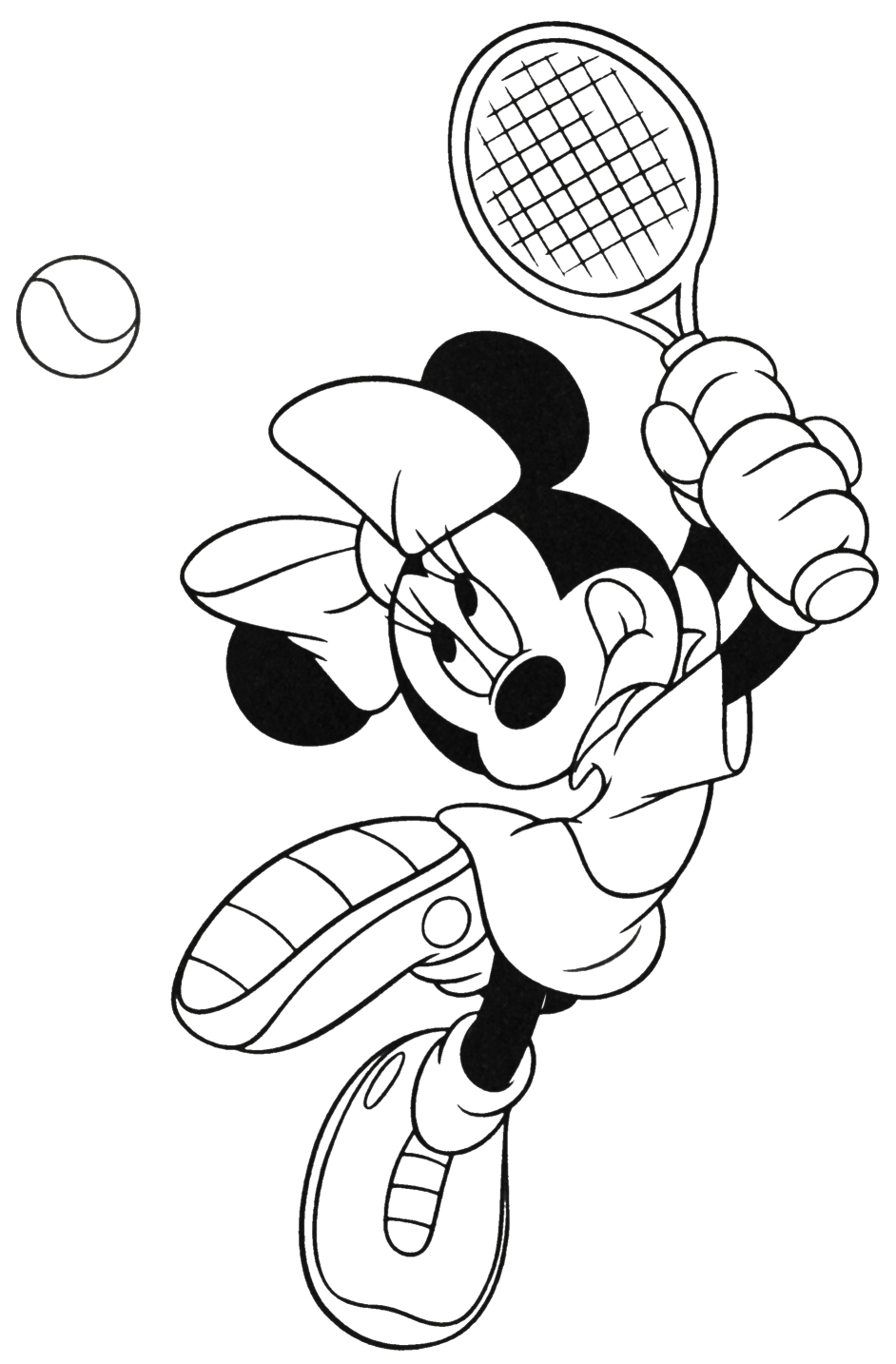 Minnie Mouse Is Good At Tennis Coloring Page