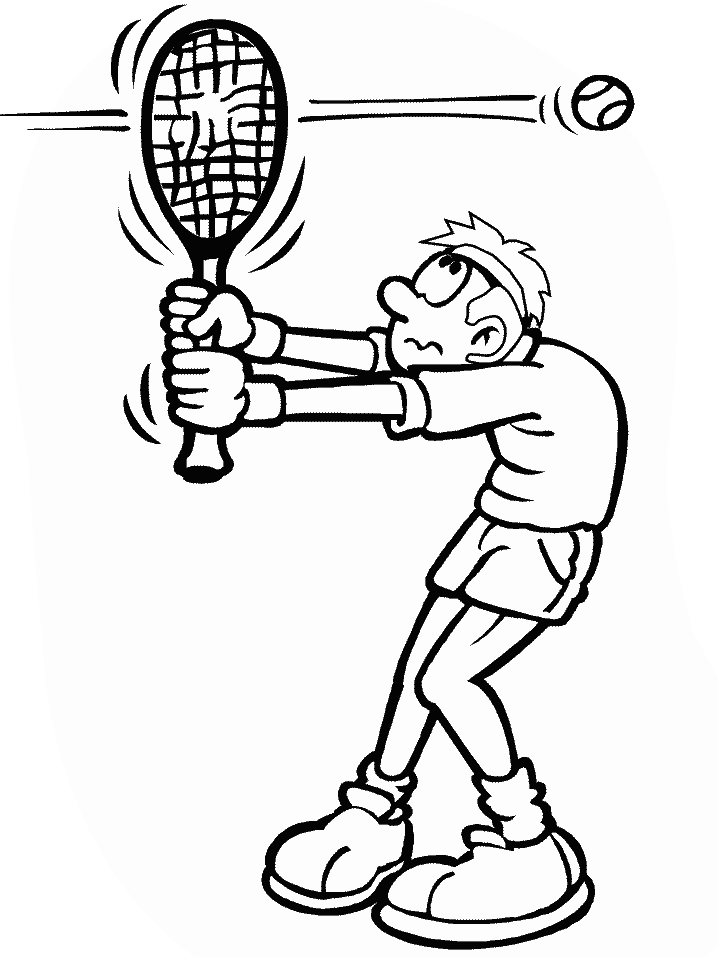 Tennis Ball Breaking Through Racket Coloring Page