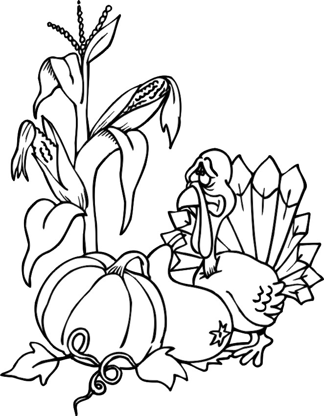 Autumn Corn Coloring Page
