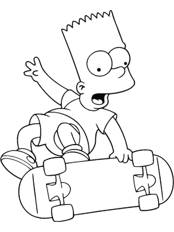 Bart Simpson Skateboarding Coloring Pages