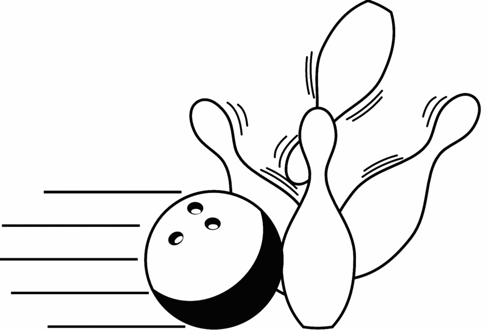 Bowling Ball Hitting Pins Coloring Pages