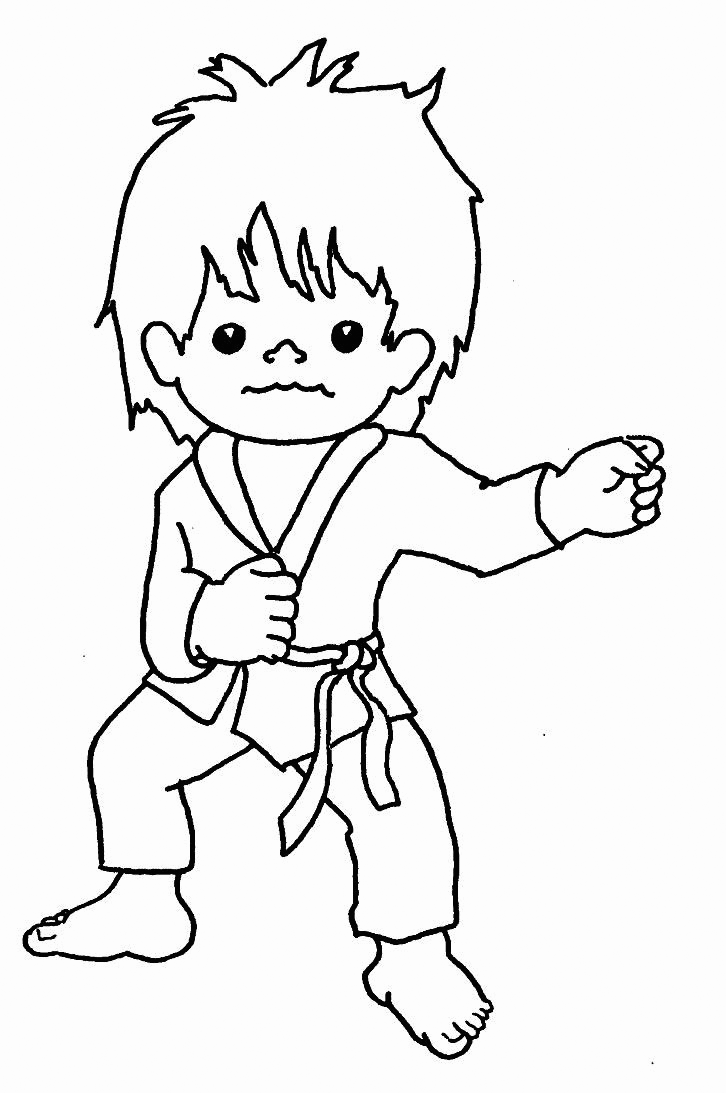 Boy Doing Martial Arts Coloring Page