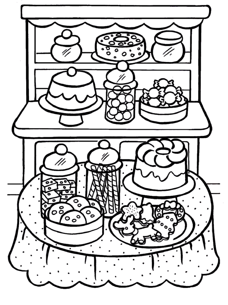 Cakes Display Coloring Pages