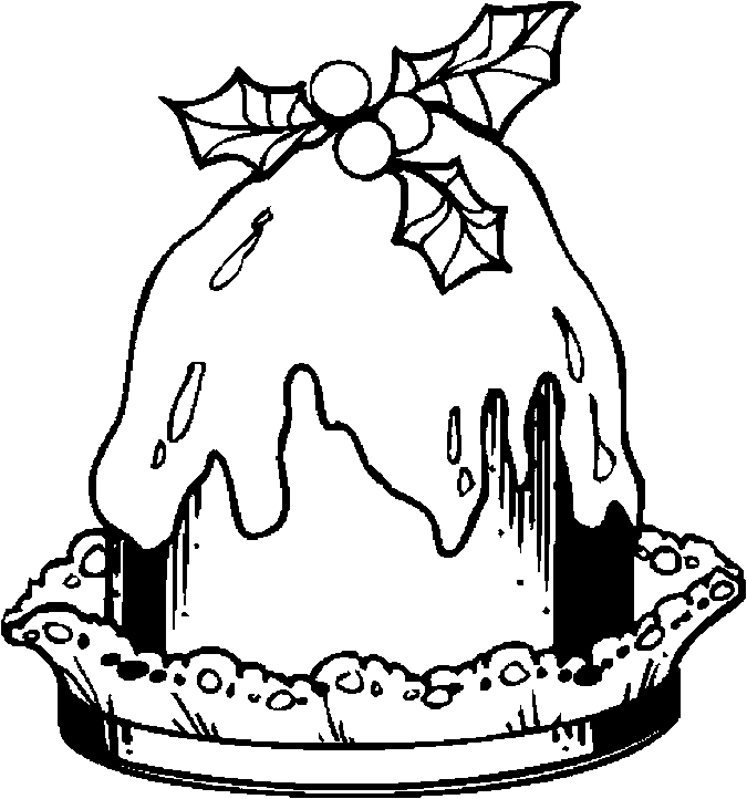 Christmas Cake Coloring Page