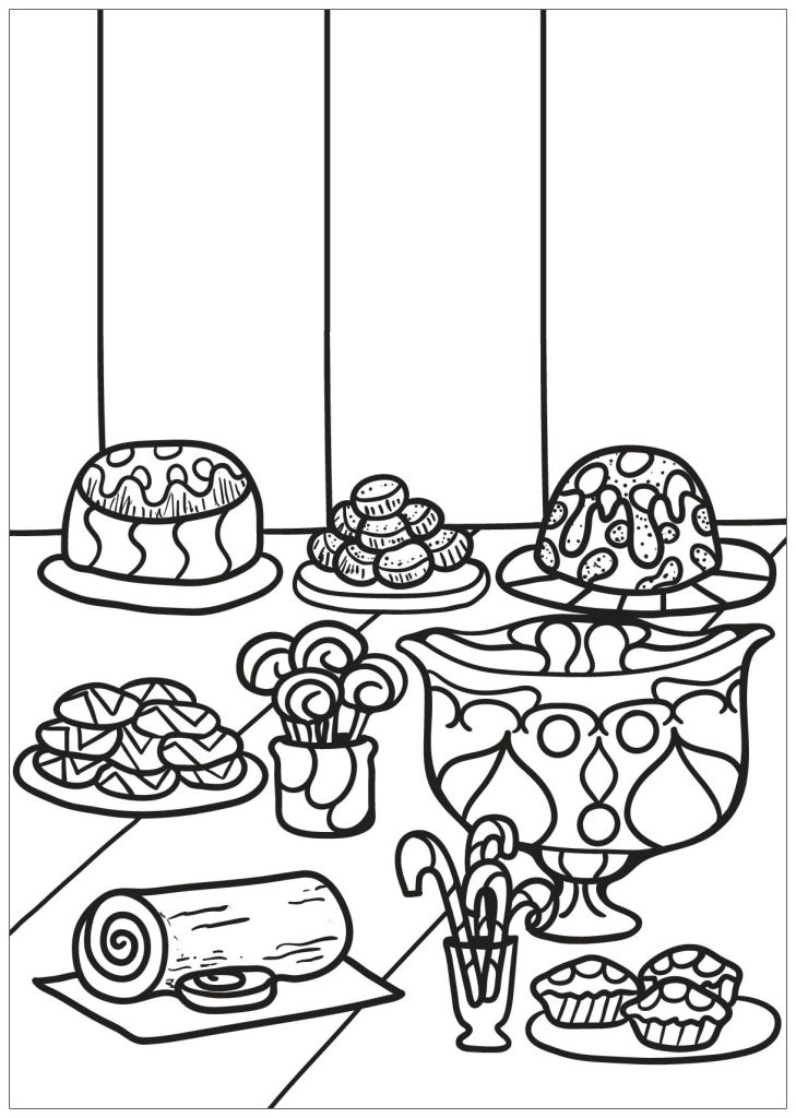 Dessert Cakes Coloring Page