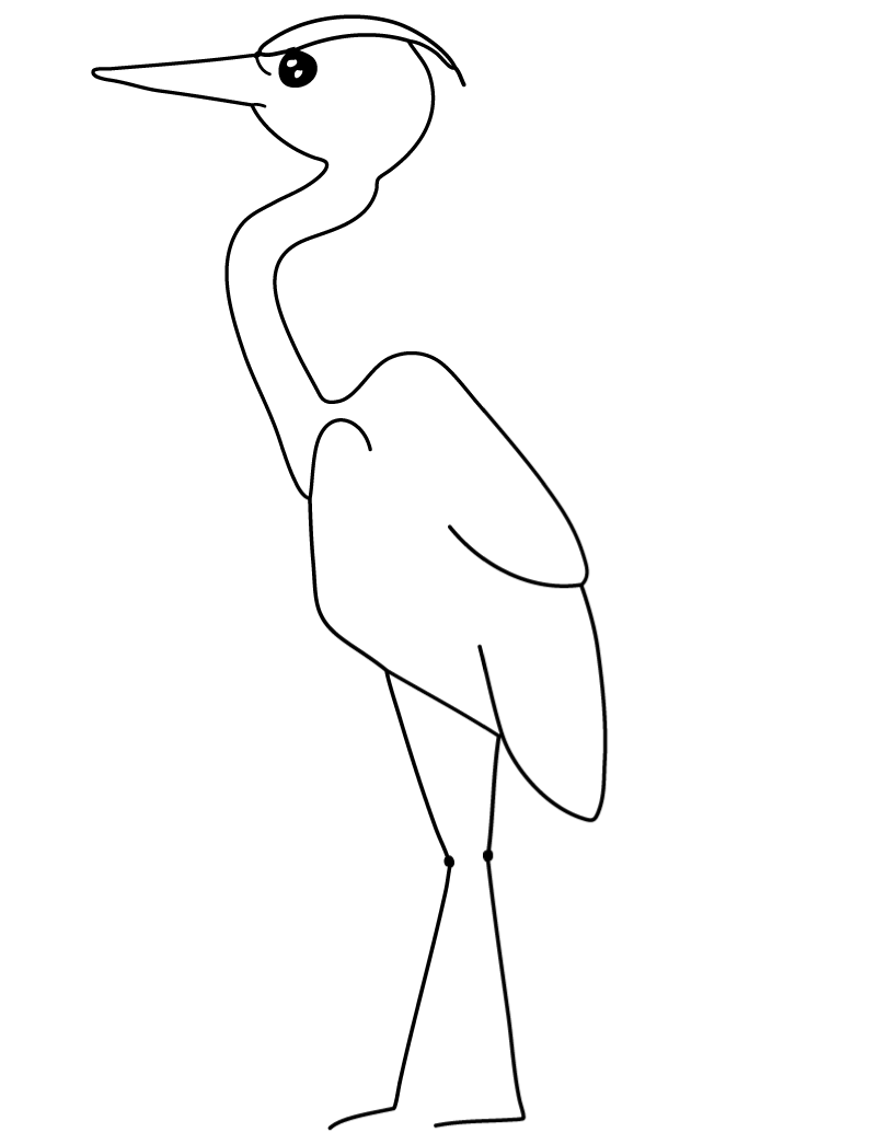 Easy Heron Coloring Page