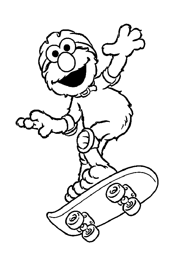 Elmo Skateboarding Coloring Pages