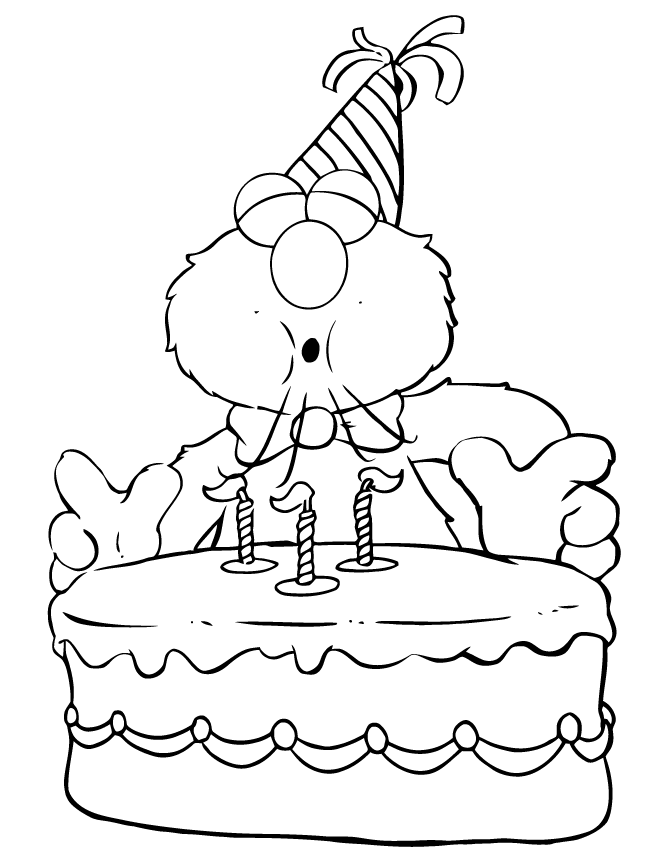 Elmo With Birthday Cake Coloring Pages