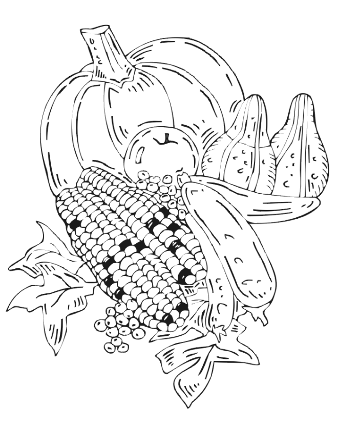 Fall Harvest Corn Coloring Page