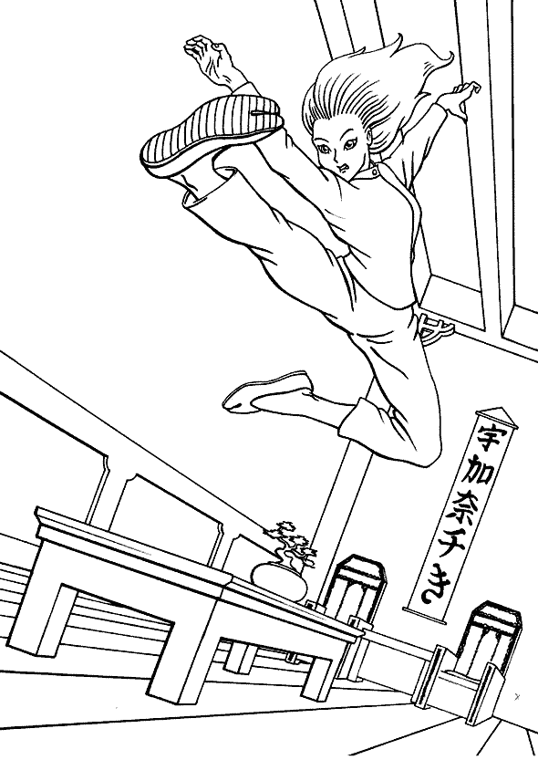 Martial Arts Scene Coloring Pages