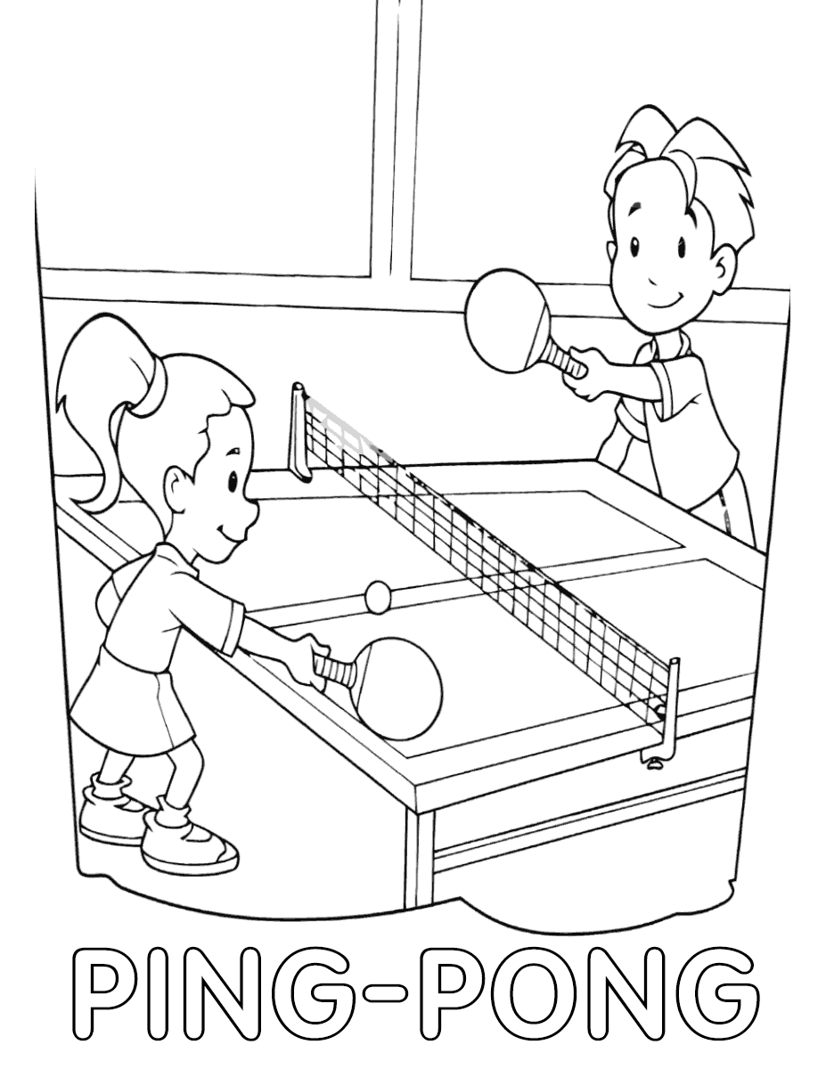 Ping Pong Game Coloring Page